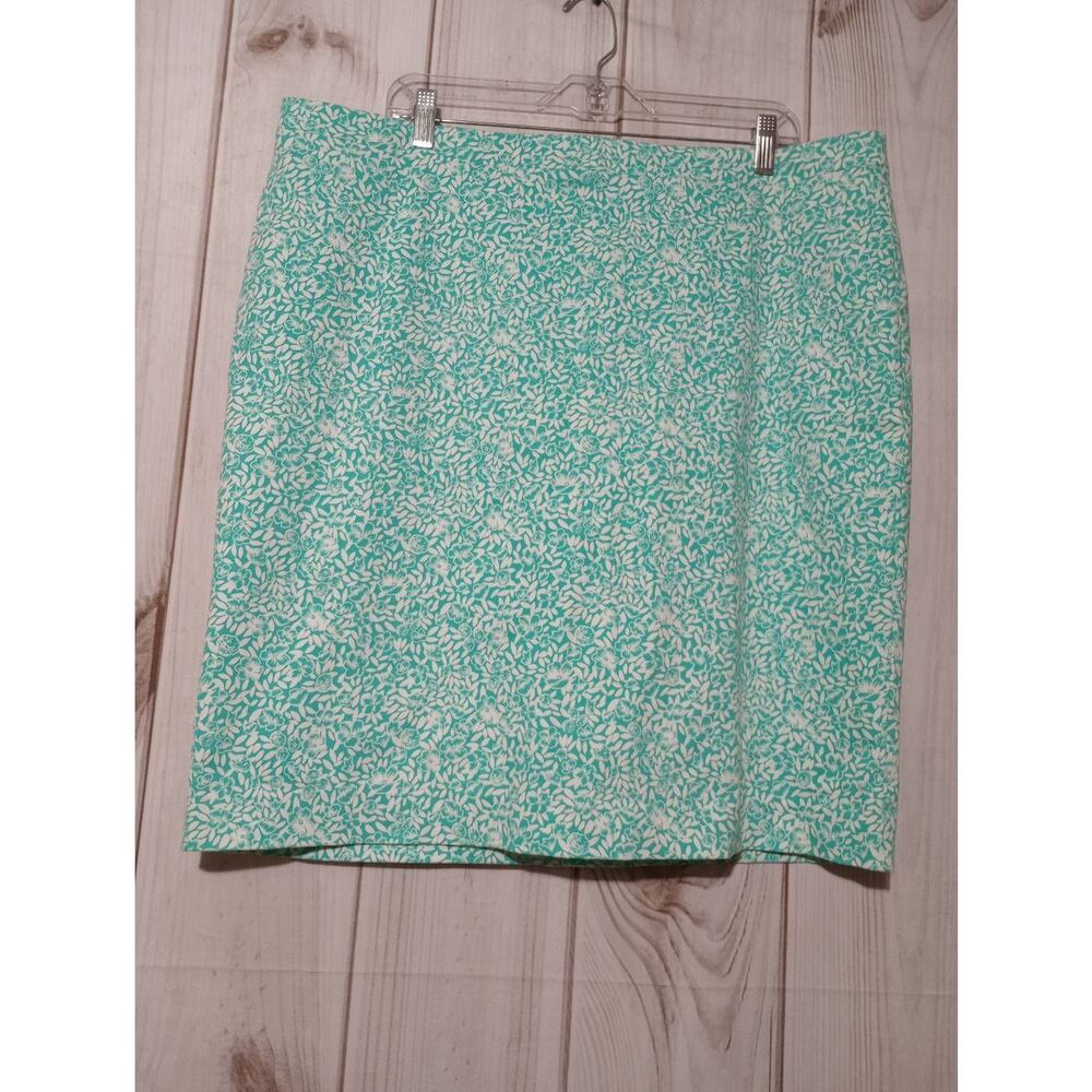 J.Crew Teal Floral Stretch Cotton Pencil Skirt Size 18 BF949 New - Picture 1 of 7